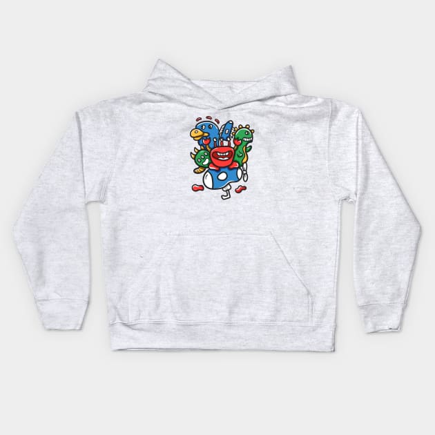 Monster Character Doodle Art Kids Hoodie by happymonday